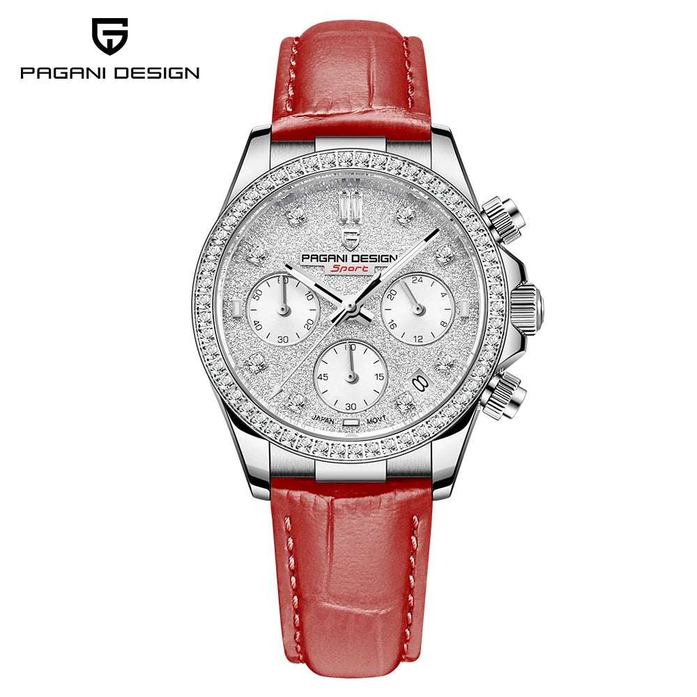 montre féminine premium cuir rouge