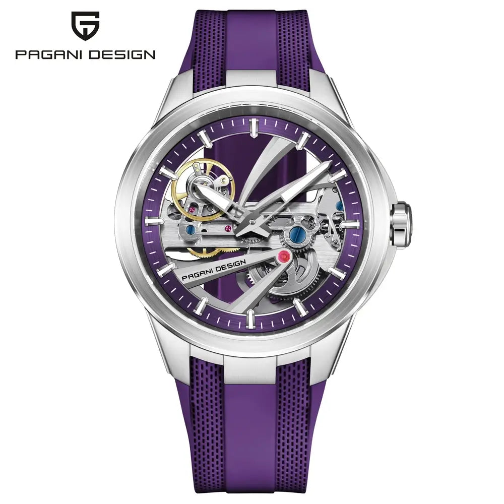 Montre sportive élégante avec mécanisme visible et design contemporain