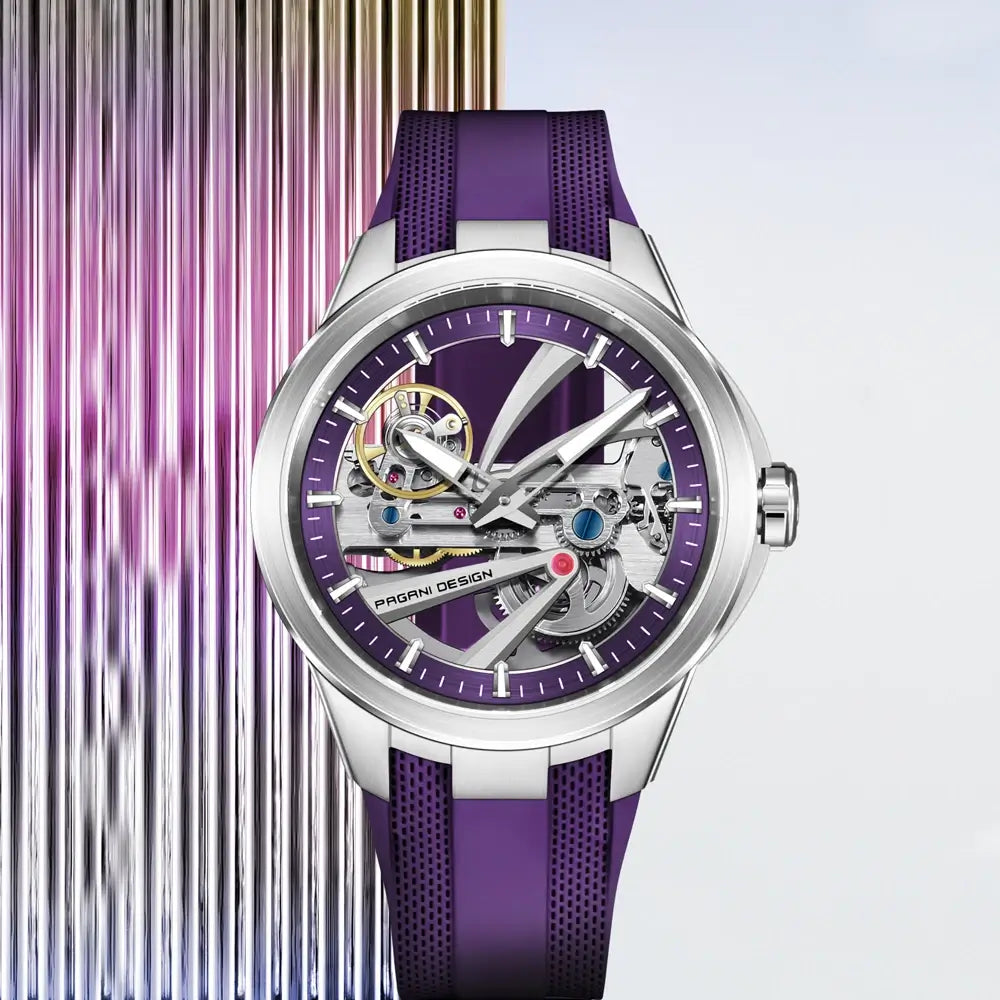 Montre homme luxe révélant le mouvement interne automatique