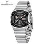 Montre chronographe carrée PAGANI DESIGN Horizon Prestige avec calendrier complet et résistance à l’eau 50 mètres.