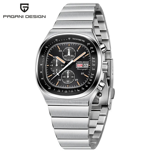 Montre chronographe carrée PAGANI DESIGN Horizon Prestige avec calendrier complet et résistance à l’eau 50 mètres.