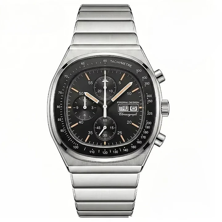 Montre Chronograph Horizon Prestige avec boîtier carré en acier inoxydable