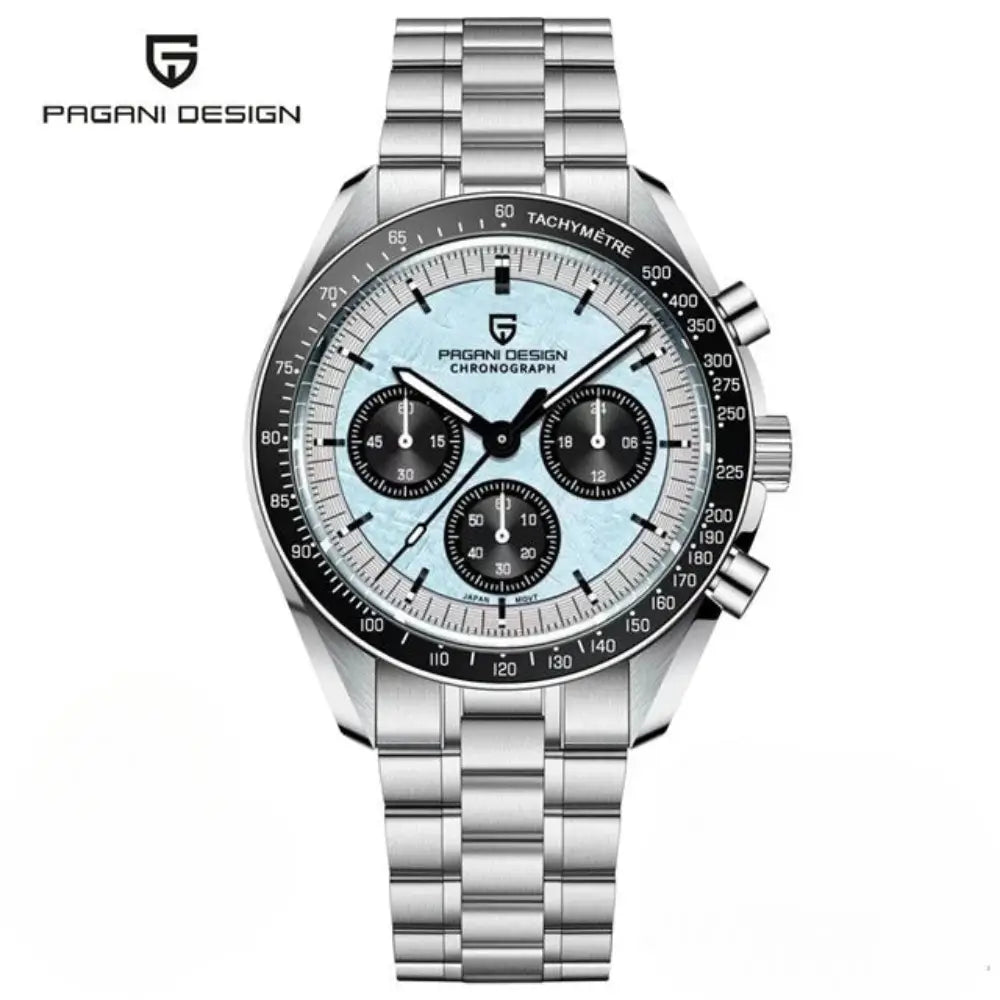 Montre sportive PAGANI DESIGN avec fonction chronomètre professionnelle et verre saphir anti-rayures.