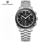 Montre luxe homme inspirée des missions lunaires avec chronographe quartz et bracelet confortable.