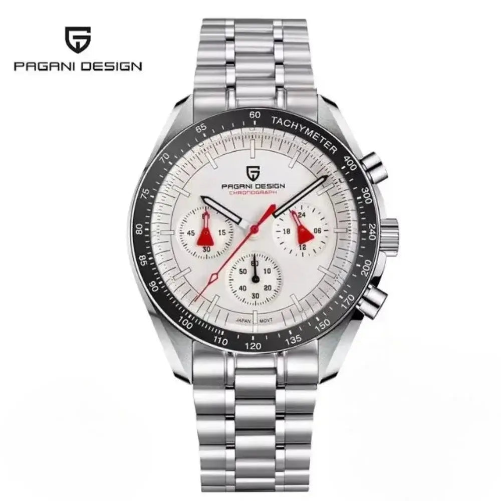 Montre Chronograph Lunar Velocity Prestige avec verre saphir, chronographe professionnel et style spatial contemporain.