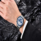 Montre chronographe homme Lunar Velocity Prestige avec boîtier acier inoxydable et mouvement quartz japonais Seiko VK63.