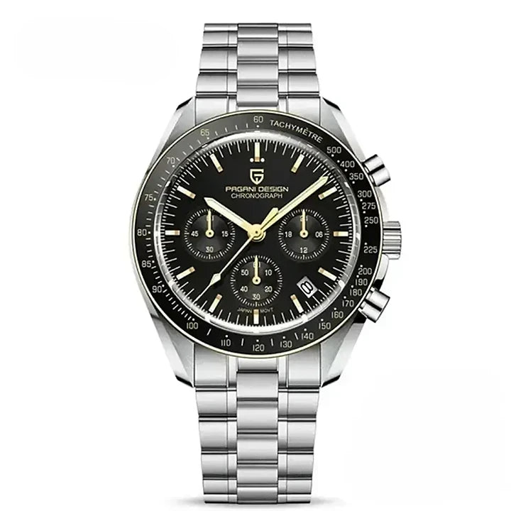 Montre chronographe Lunar Velocity étanche 100 mètres portée au poignet