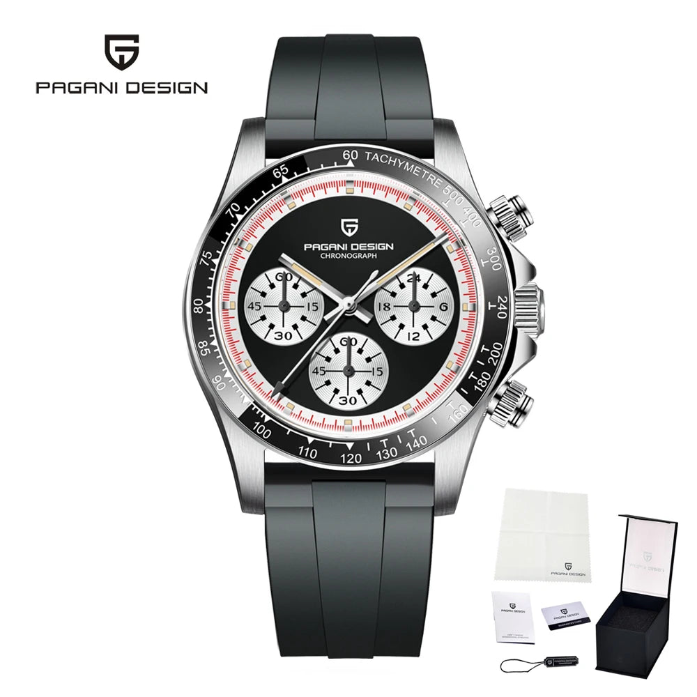 Chronographe homme luxe Impérial Velocity en acier inoxydable avec mouvement quartz haute précision et verre saphir.
