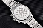 Montre quartz chronographe acier homme avec cadran raffiné, fonction chronomètre et fermoir sécurisé.