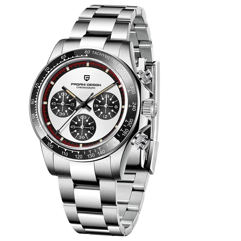 Chronographe quartz élégant pour homme avec fonction date, résistance aux chocs et étanchéité 10 bar.