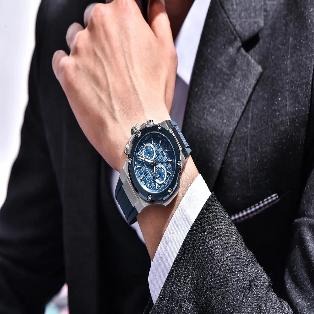 Montre masculine acier inoxydable avec verre saphir anti-rayures
