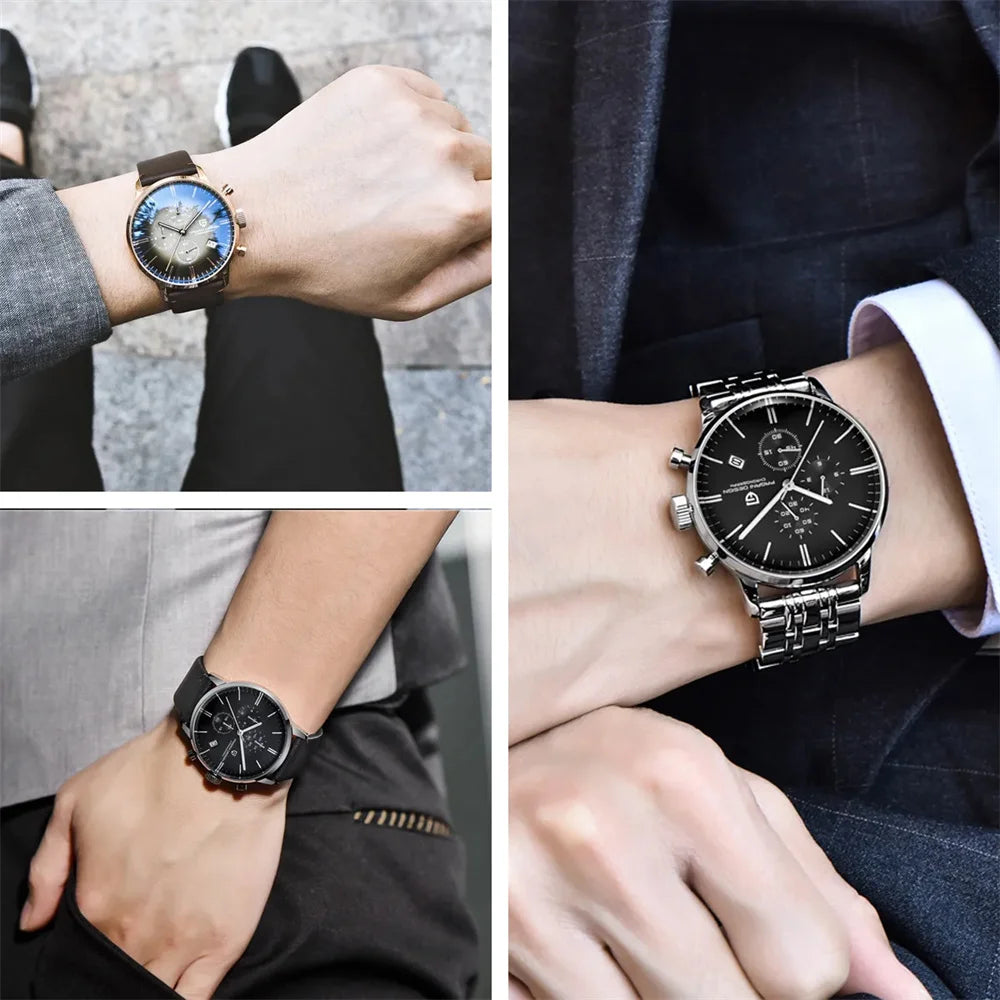 Montre Quartz homme avec chronographe et date automatique intégrée