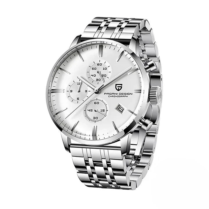 Montre chronographe élégante avec affichage analogique et digital moderne