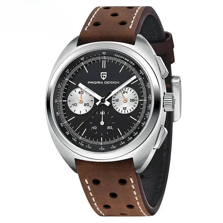 Montre chronographe homme bracelet cuir
