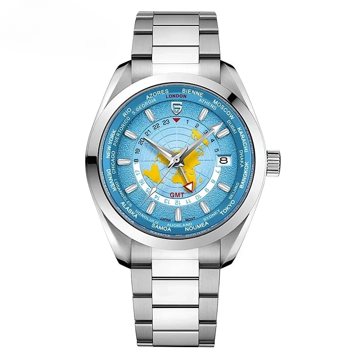 Montre homme cadran carte du monde
