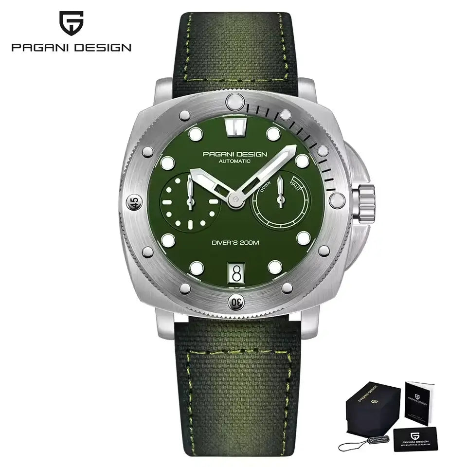 Montre mécanique haut de gamme avec cadran lumineux et bracelet nylon noir