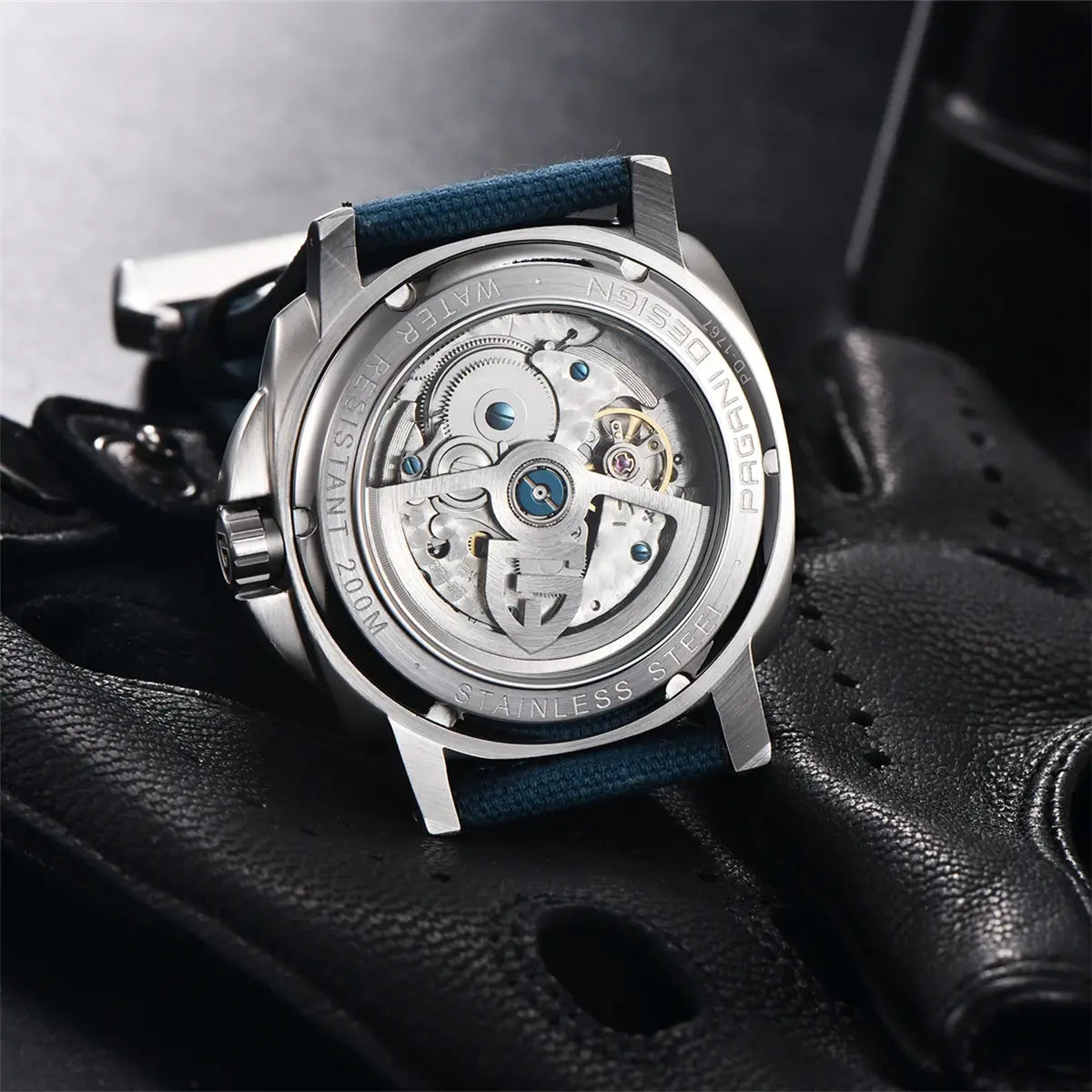 Montre automatique résistante aux chocs avec finition acier inoxydable