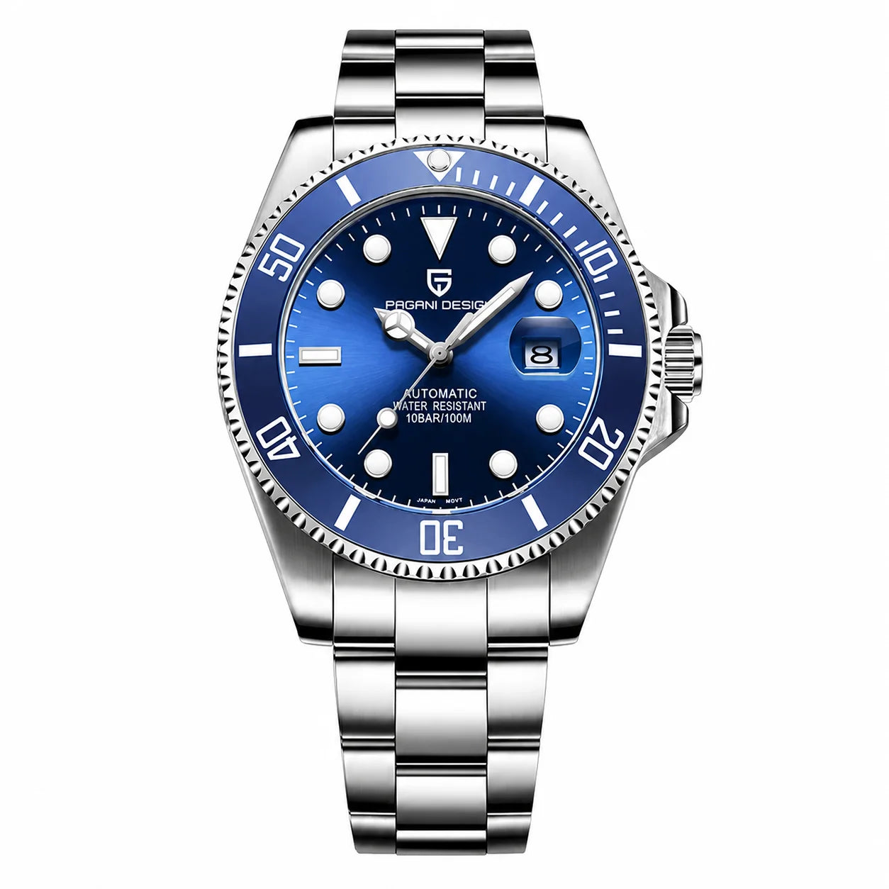 Montre automatique homme verre saphir et index lumineux