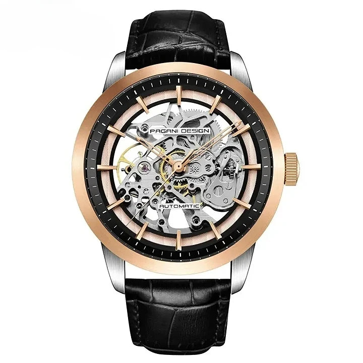 Montre homme squelette mouvement apparent

