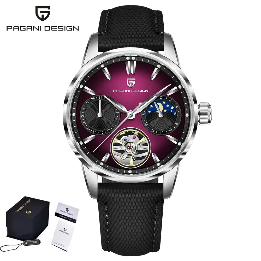 Montre Mécanique Automatique Horizon avec phase de lune élégante