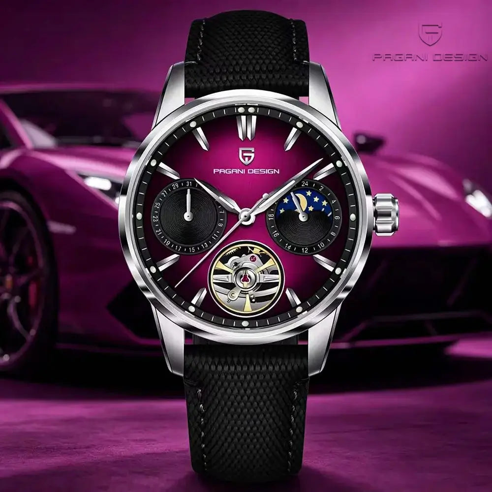 Montre Mécanique Automatique Horizon avec phase de lune élégante
