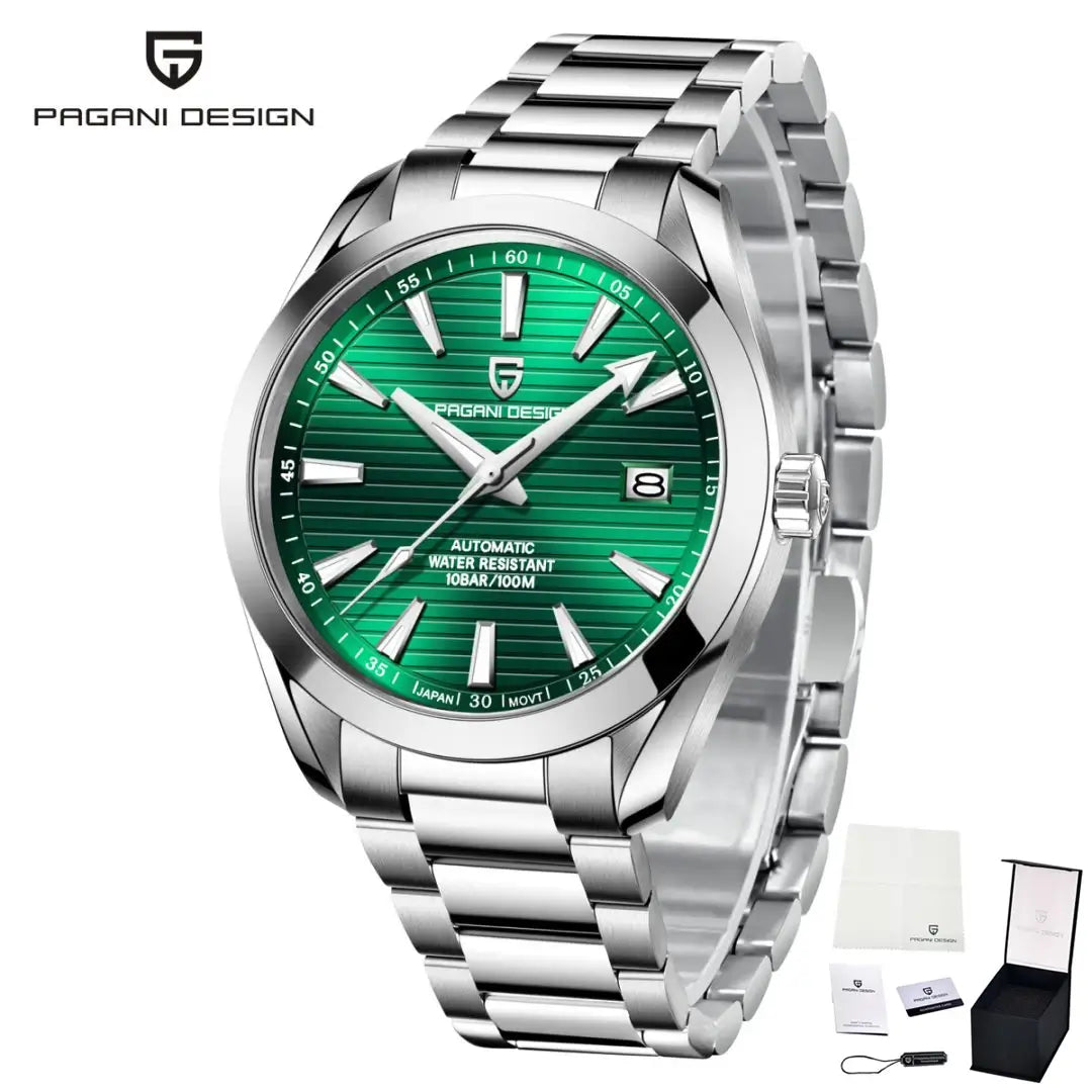 montre acier inoxydable homme automatique cadran lumineux calendrier complet style premium