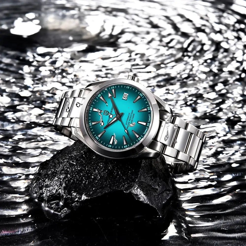 montre automatique homme élégante acier saphir design moderne minimaliste