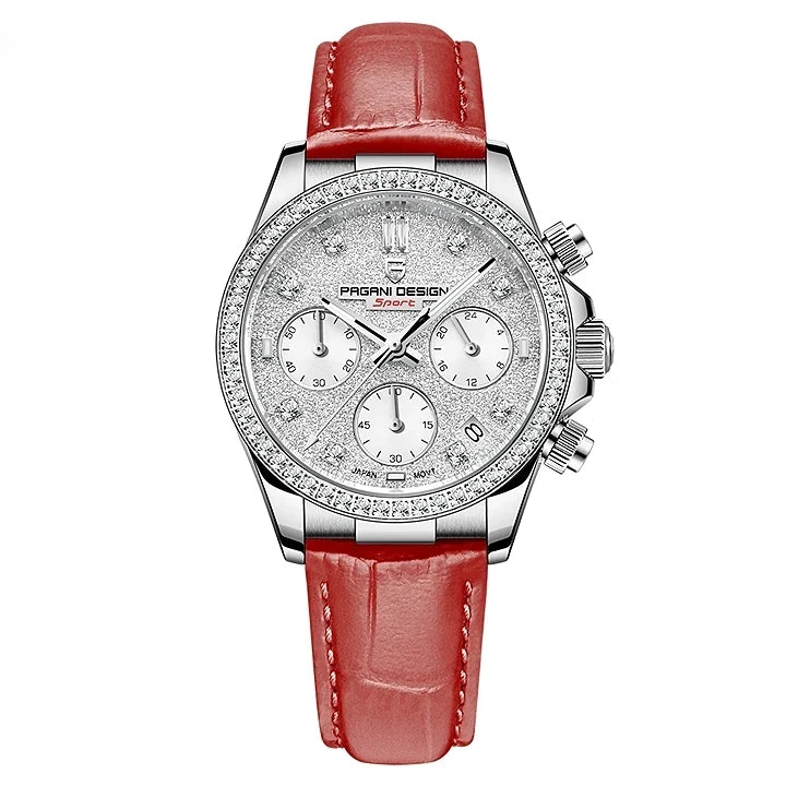 Montre élégante pour femme avec chronographe et calendrier complet intégrés