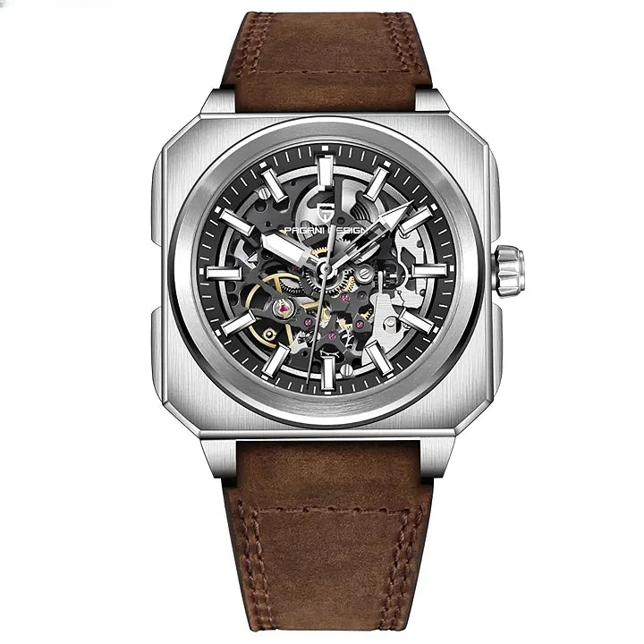 montre homme boîtier carré acier inoxydable