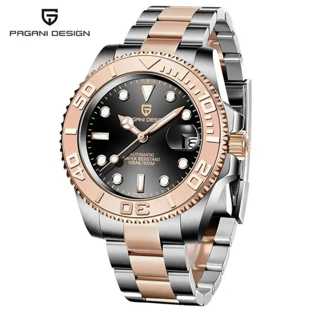 montre mécanique homme étanche 10 bar verre saphir calendrier complet cadran lumineux