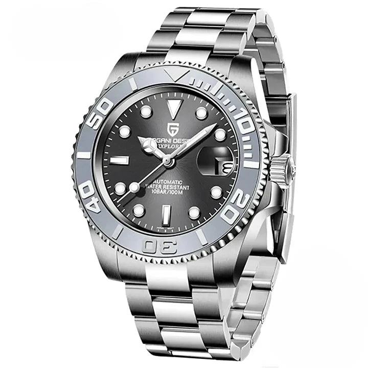 Boîtier en acier inoxydable de la montre automatique Océan Prestige Explorer vu de profil
