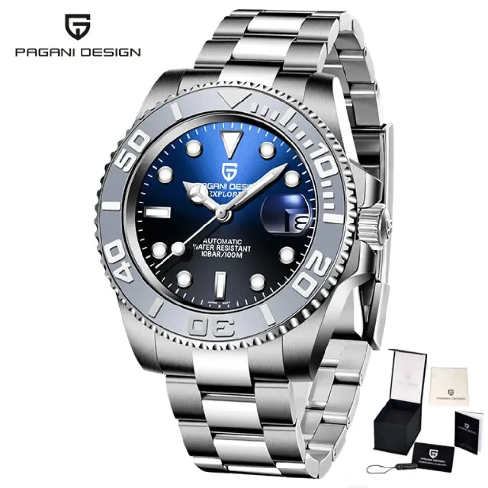 montre luxe homme automatique acier inoxydable style plongée moderne et raffiné