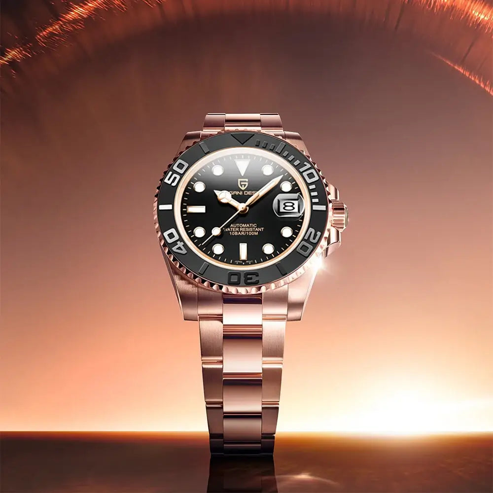 montre automatique homme résistance aux chocs cadran lumineux et verre saphir