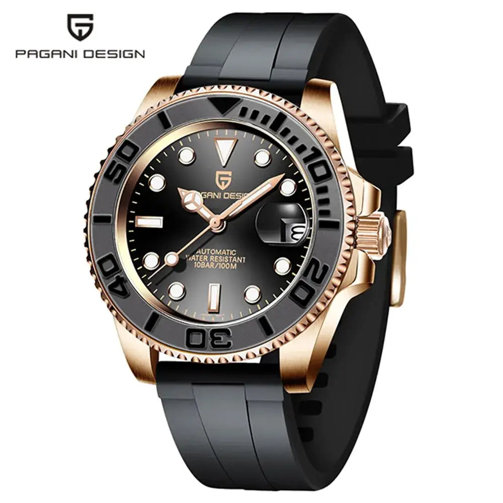 montre automatique inspirée des montres de plongée bracelet acier et cadran lumineux