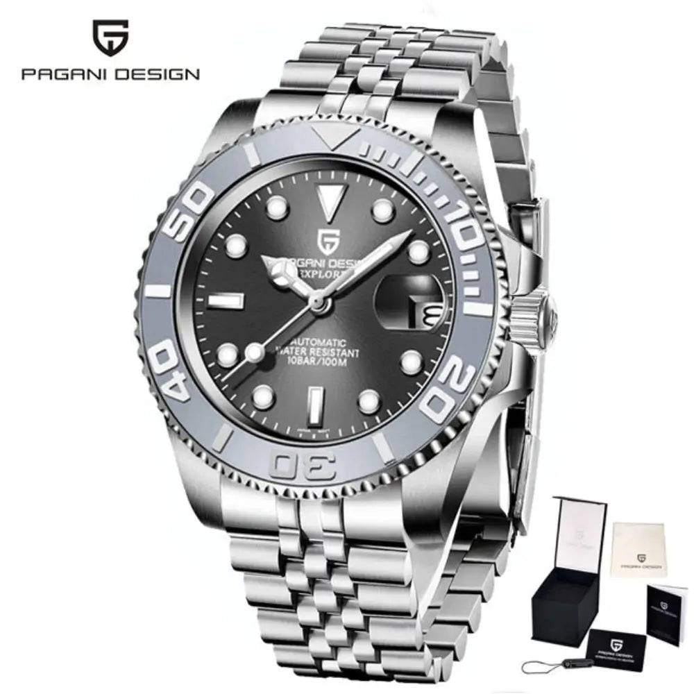 montre automatique homme calendrier complet mouvement mécanique avec remontage manuel
