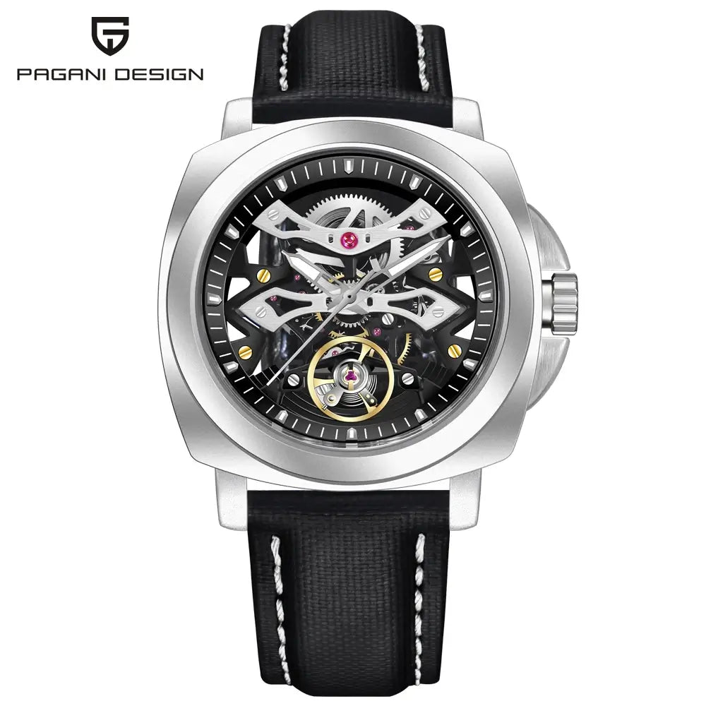 Montre squelette automatique avec mécanisme apparent en acier inoxydable