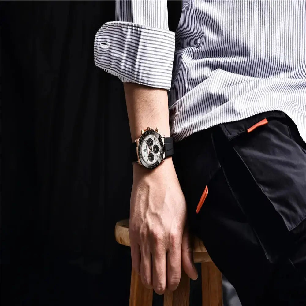montre homme étanche 100m chronographe Seiko VK63 aiguilles lumineuses style moderne