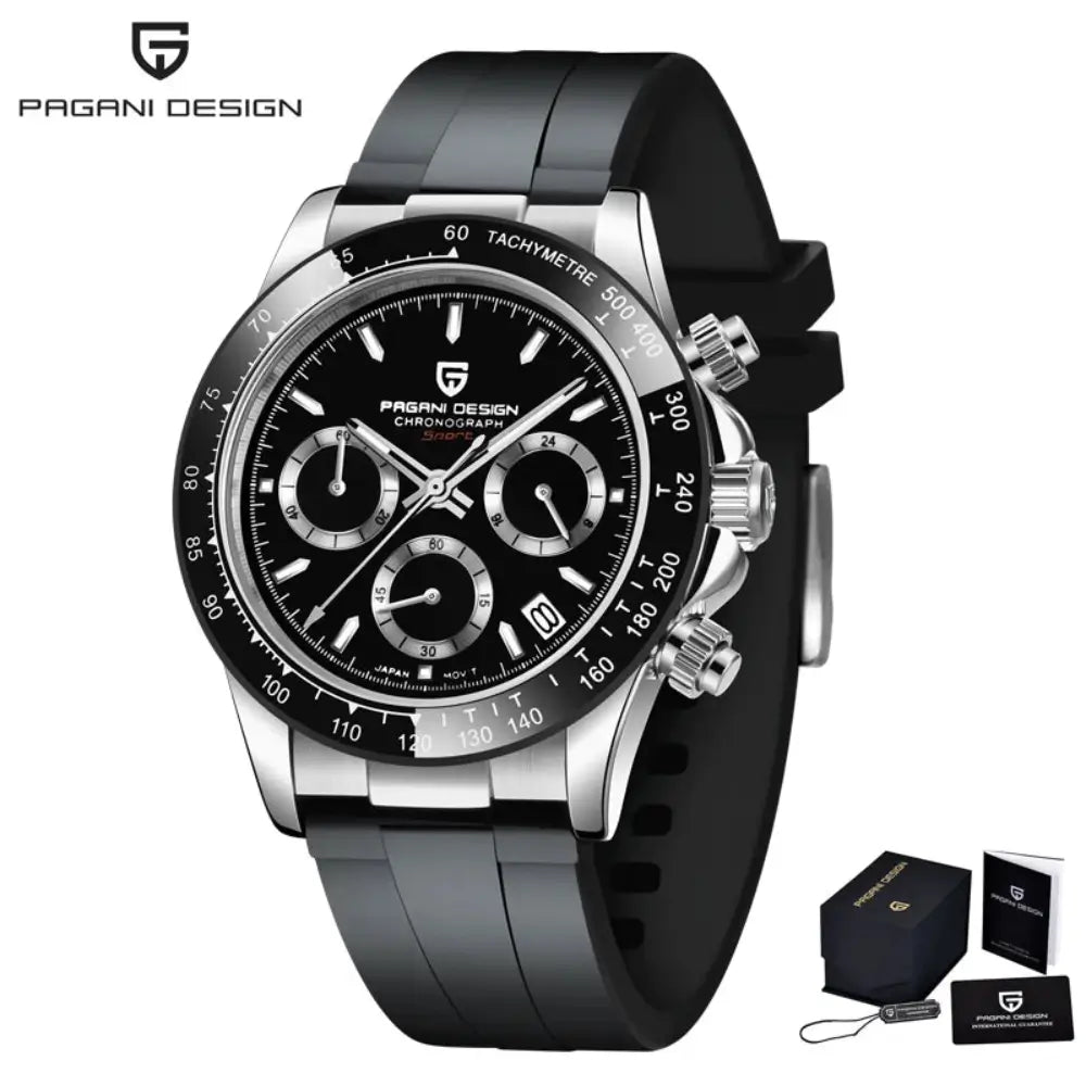 montre quartz homme acier inoxydable verre saphir chronographe sportif et élégant