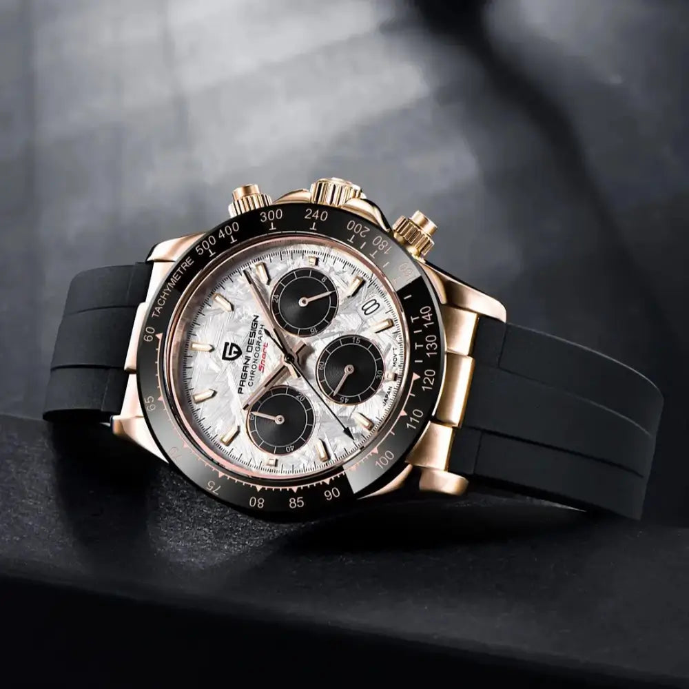 montre homme luxe sportif verre saphir chronographe Seiko bracelet silicone durable