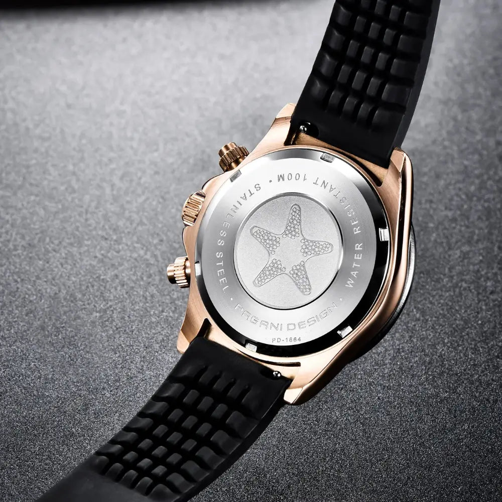 montre sport chic homme Astralis Meteor bracelet silicone noir acier inoxydable robuste