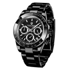 montre sportive homme chronographe quartz japonais cadran météorite acier inoxydable premium