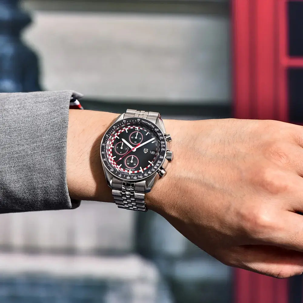 Détail du cadran chronographe avec sous-compteurs sportifs