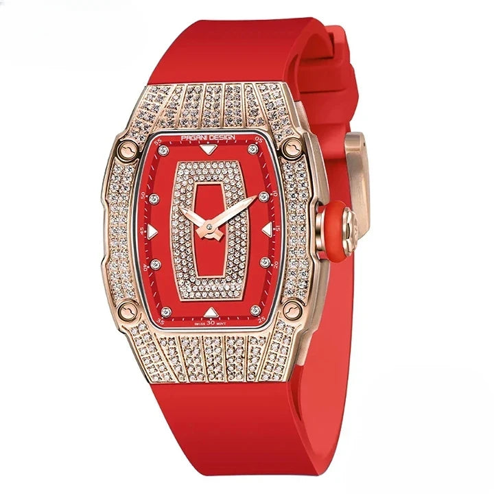 Montre femme fashion casual avec boîtier tonneau et finition haut de gamme