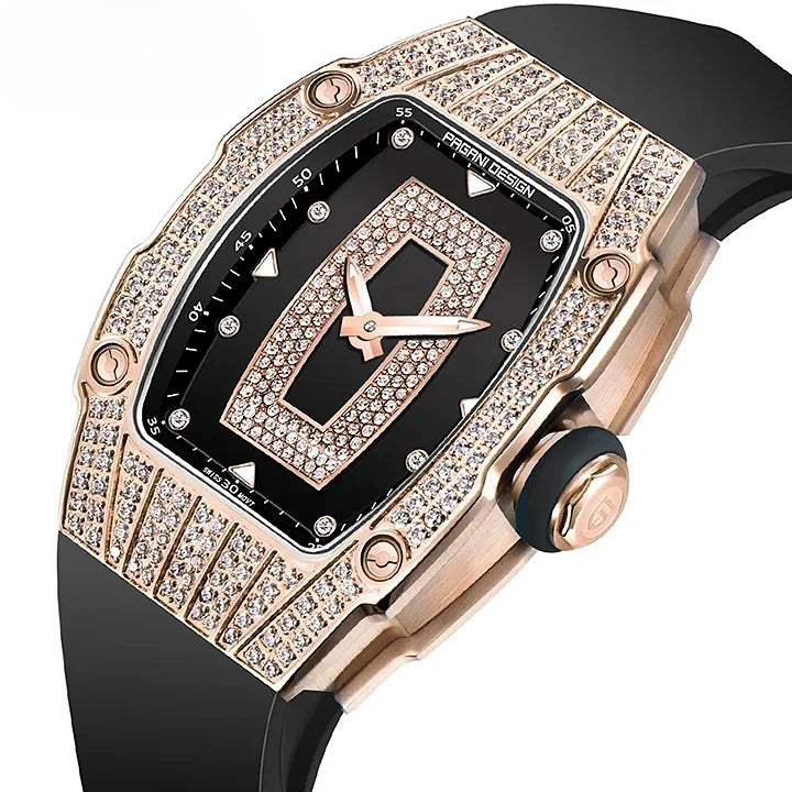 Montre élégante avec bracelet en silicone et boîtier en acier inoxydable premium