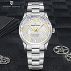 Montre quartz luxe homme Héritage Prestige Élégance avec bracelet acier inoxydable et étanchéité 100 mètres.