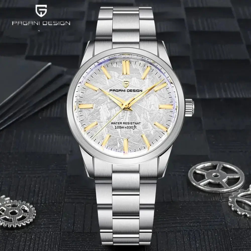 Montre quartz luxe homme Héritage Prestige Élégance avec bracelet acier inoxydable et étanchéité 100 mètres.