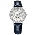Cadran nacré et bracelet de la montre femme Lune Élégance Divine vus de près