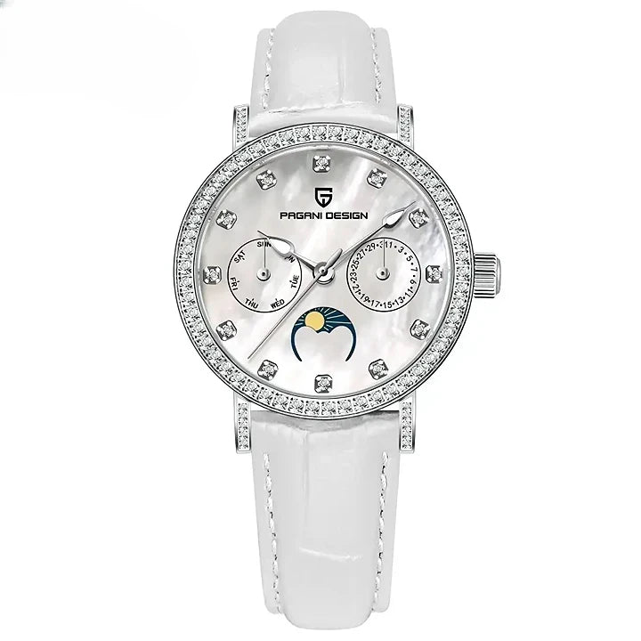 Montre femme Quartz Lune Élégance Divine avec affichage des phases de lune