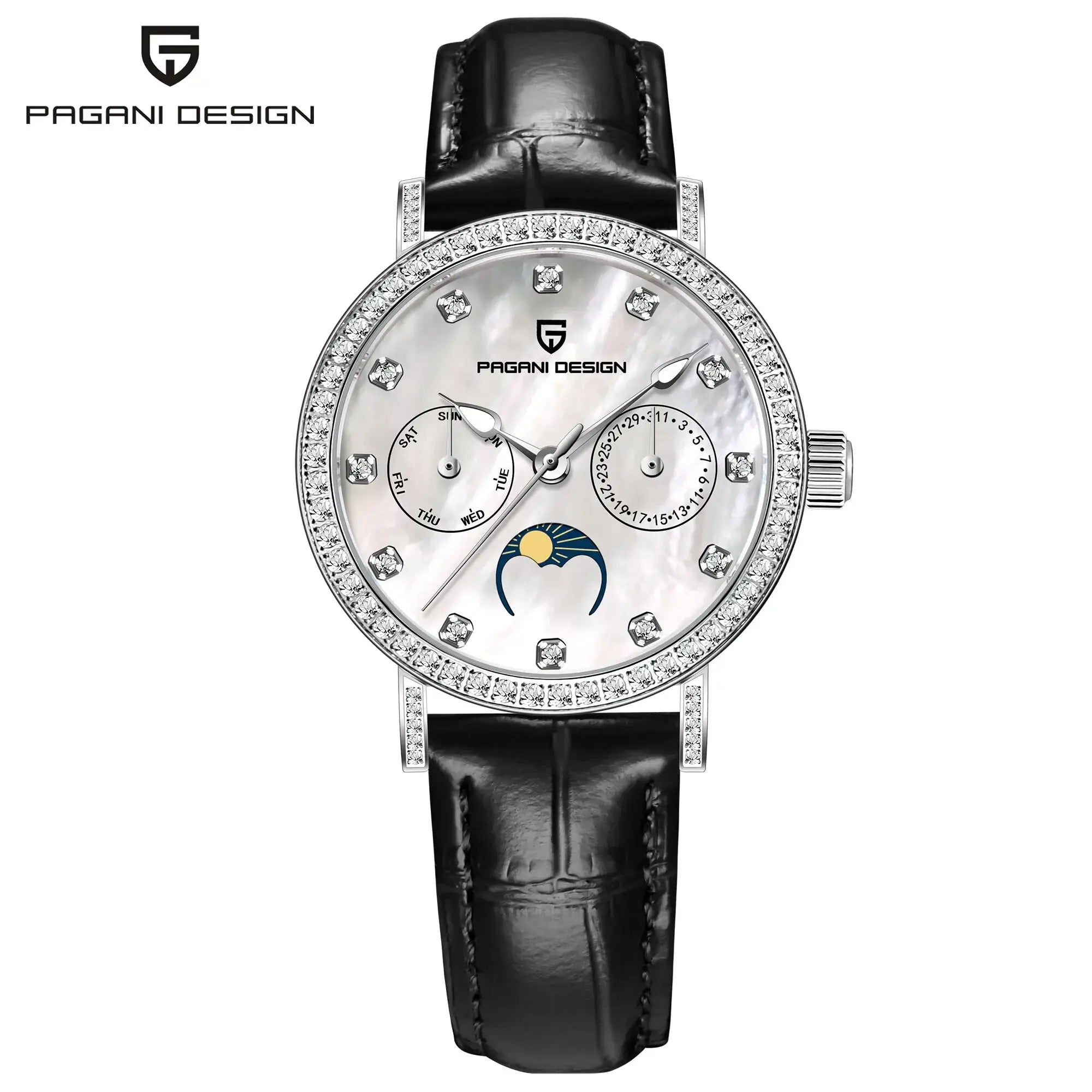 Montre femme moderne avec design phases de lune premium