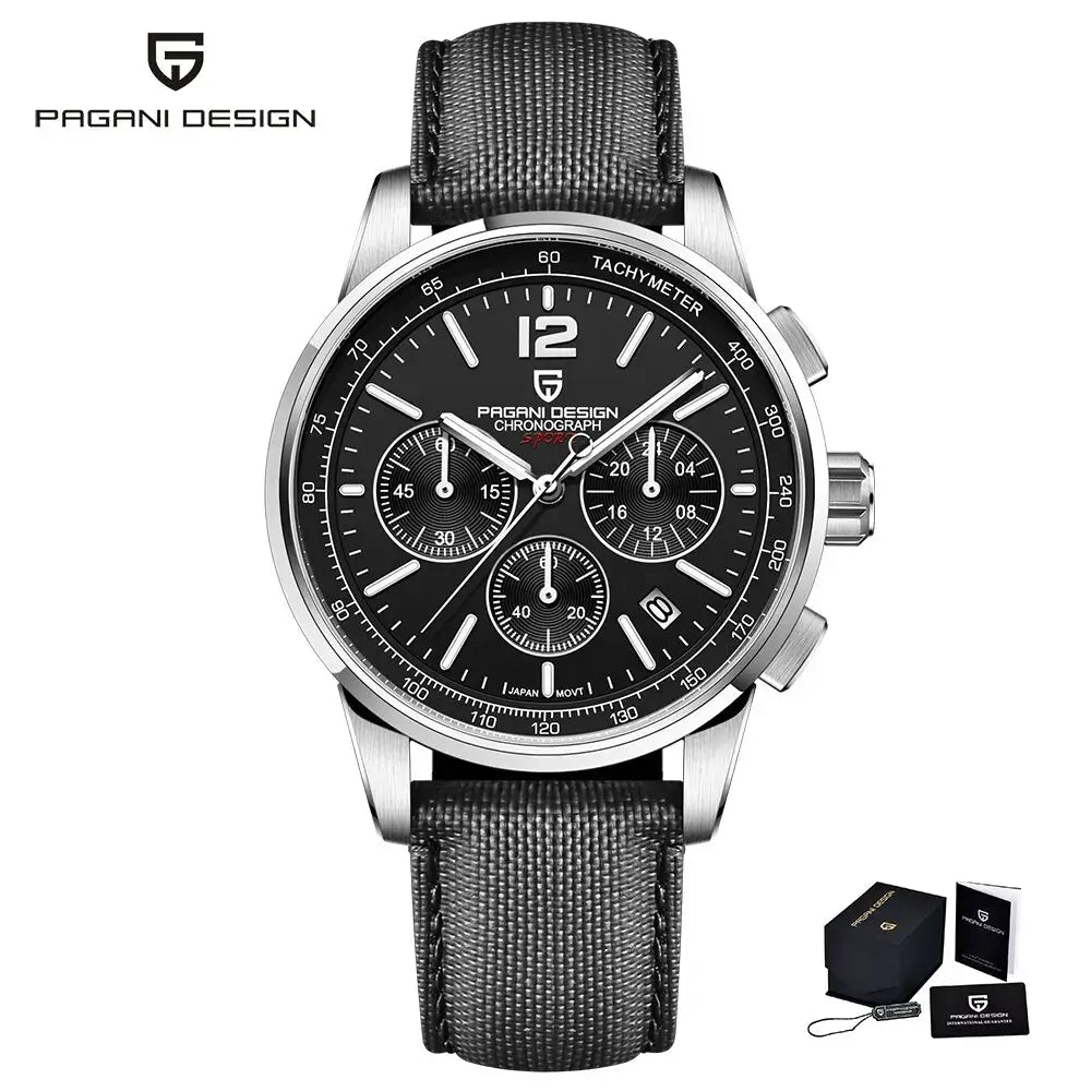 montre homme élégante chronographe bracelet nylon respirant boîtier acier inoxydable